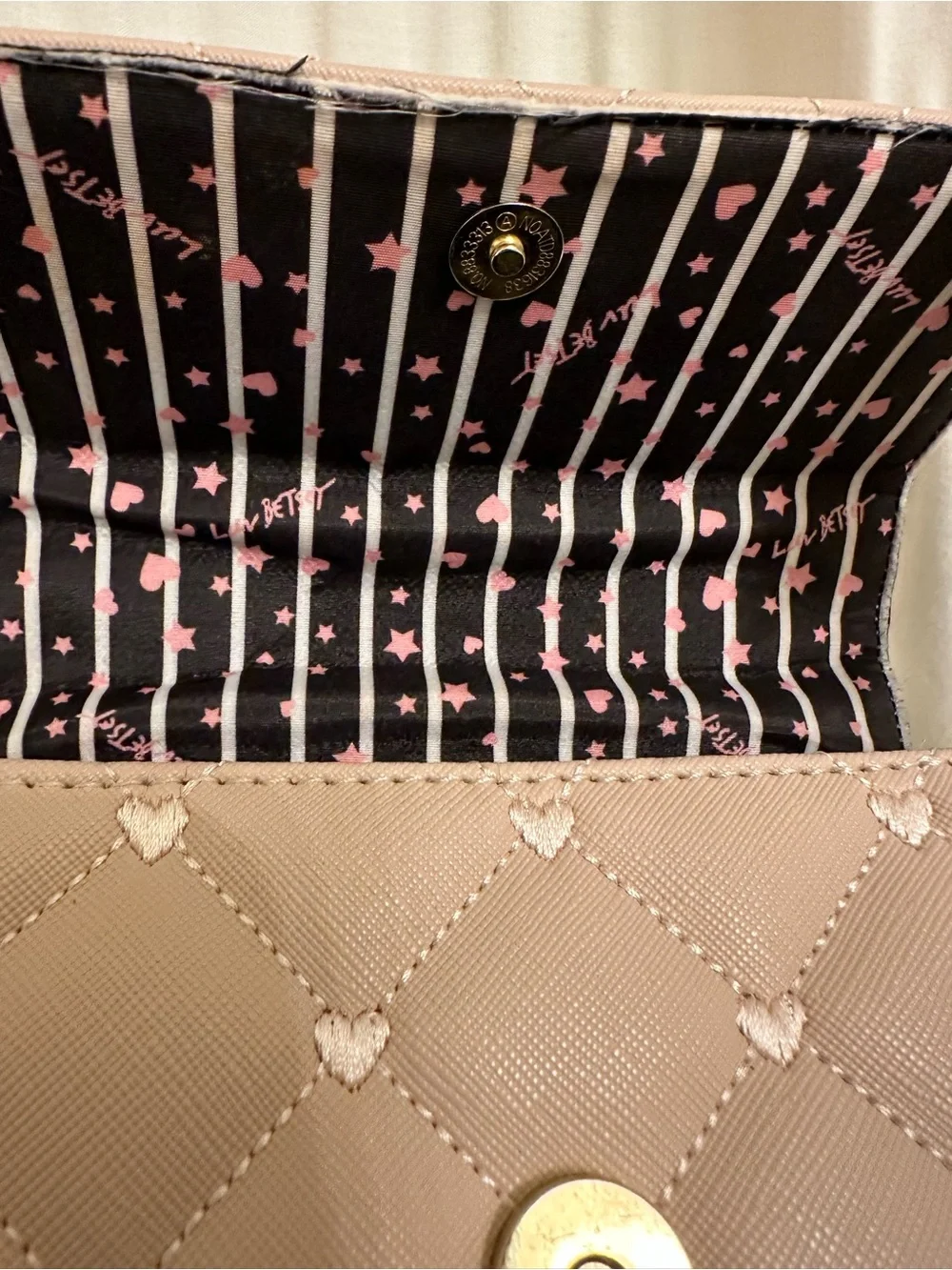 Quilted Blush Pink Crossbody Satchel with Heart Clasp